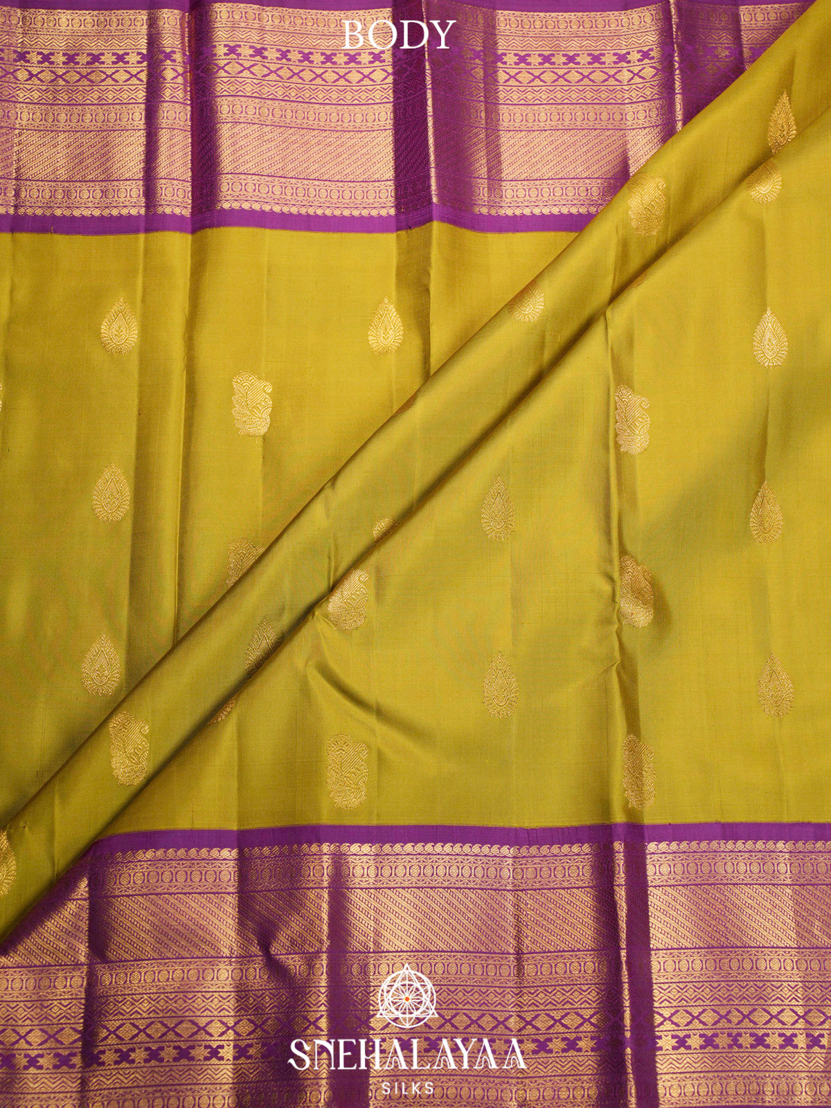 Olive Yellow Kanjivaram Silk Saree