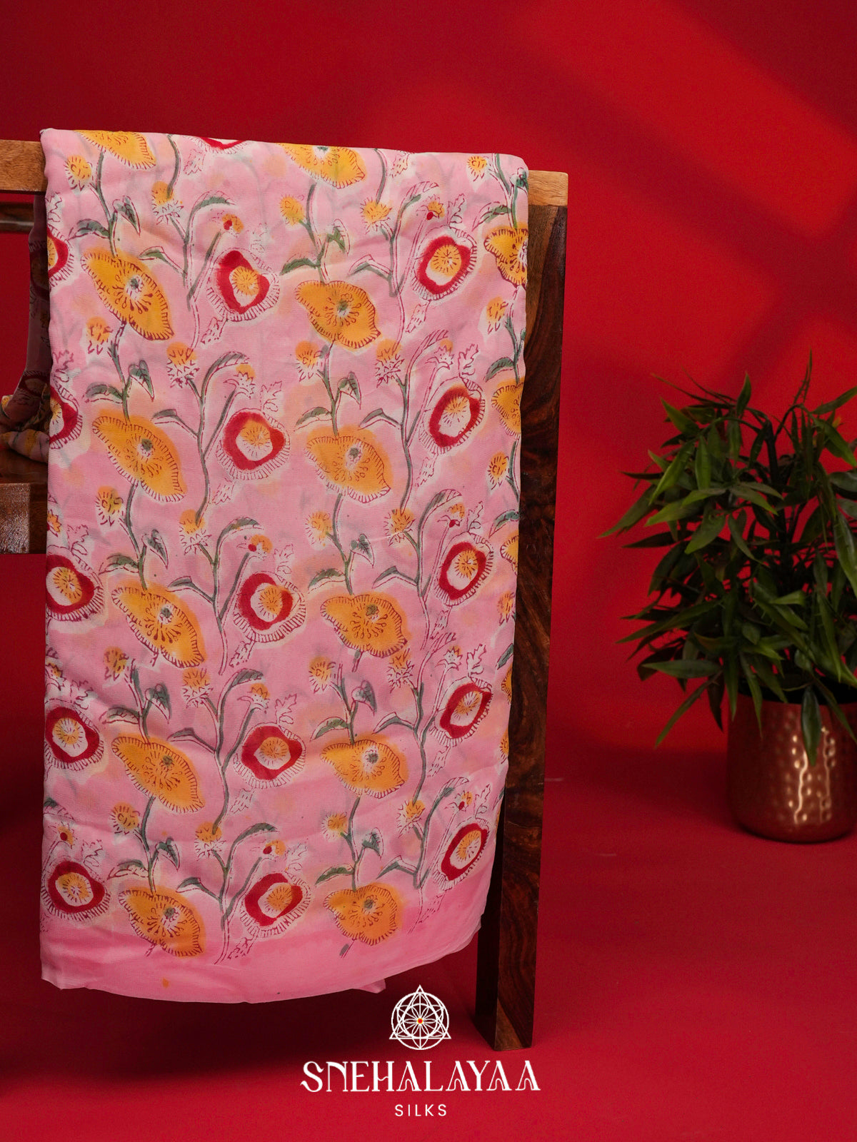 Pink Georgette Saree