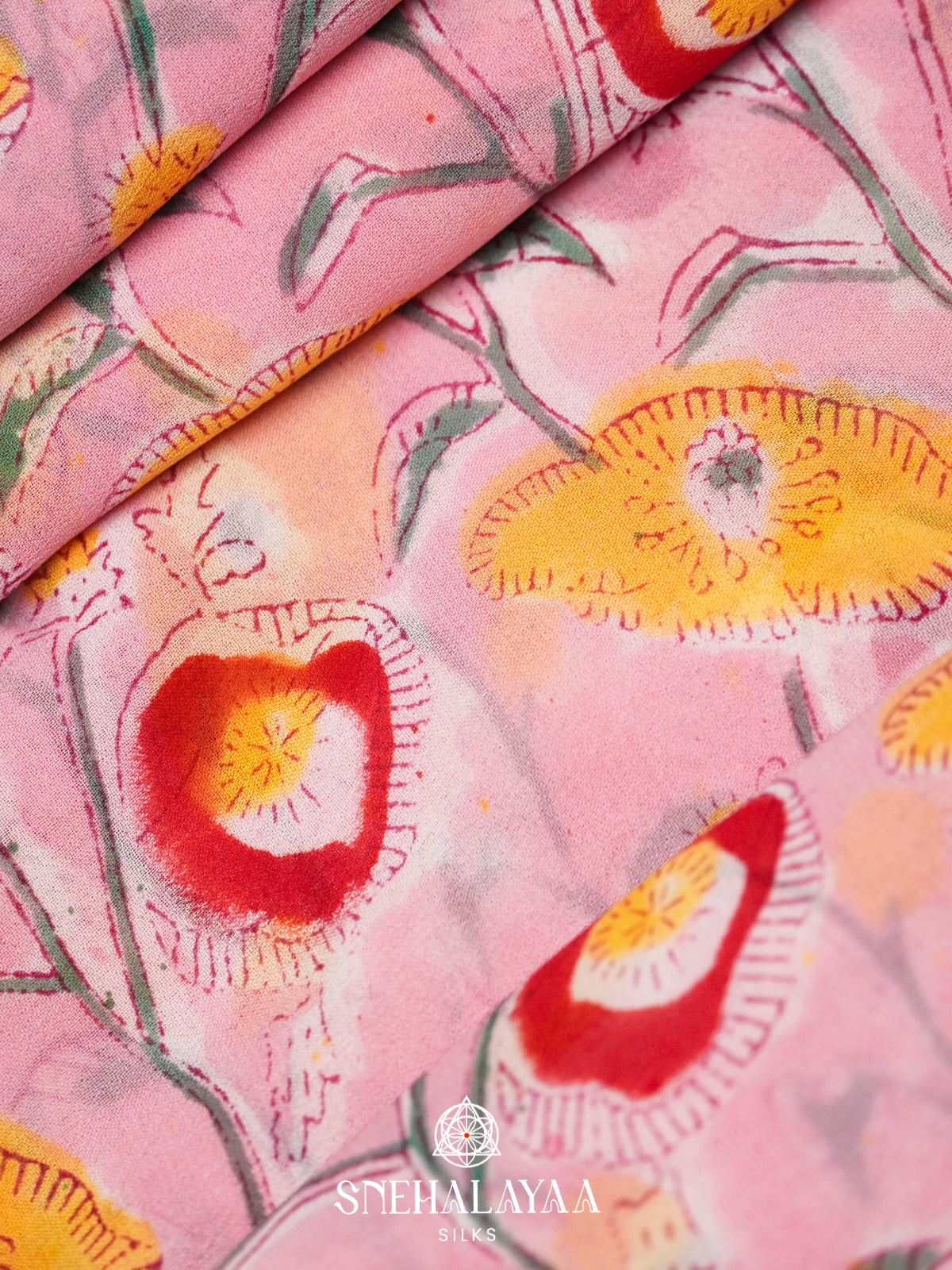 Pink Georgette Saree