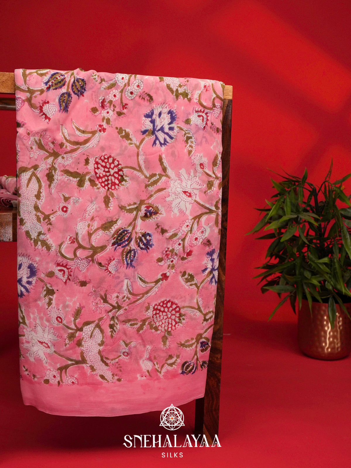 Pink Georgette Saree