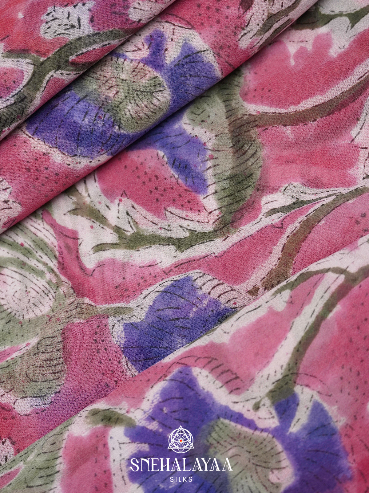Pink Georgette Saree