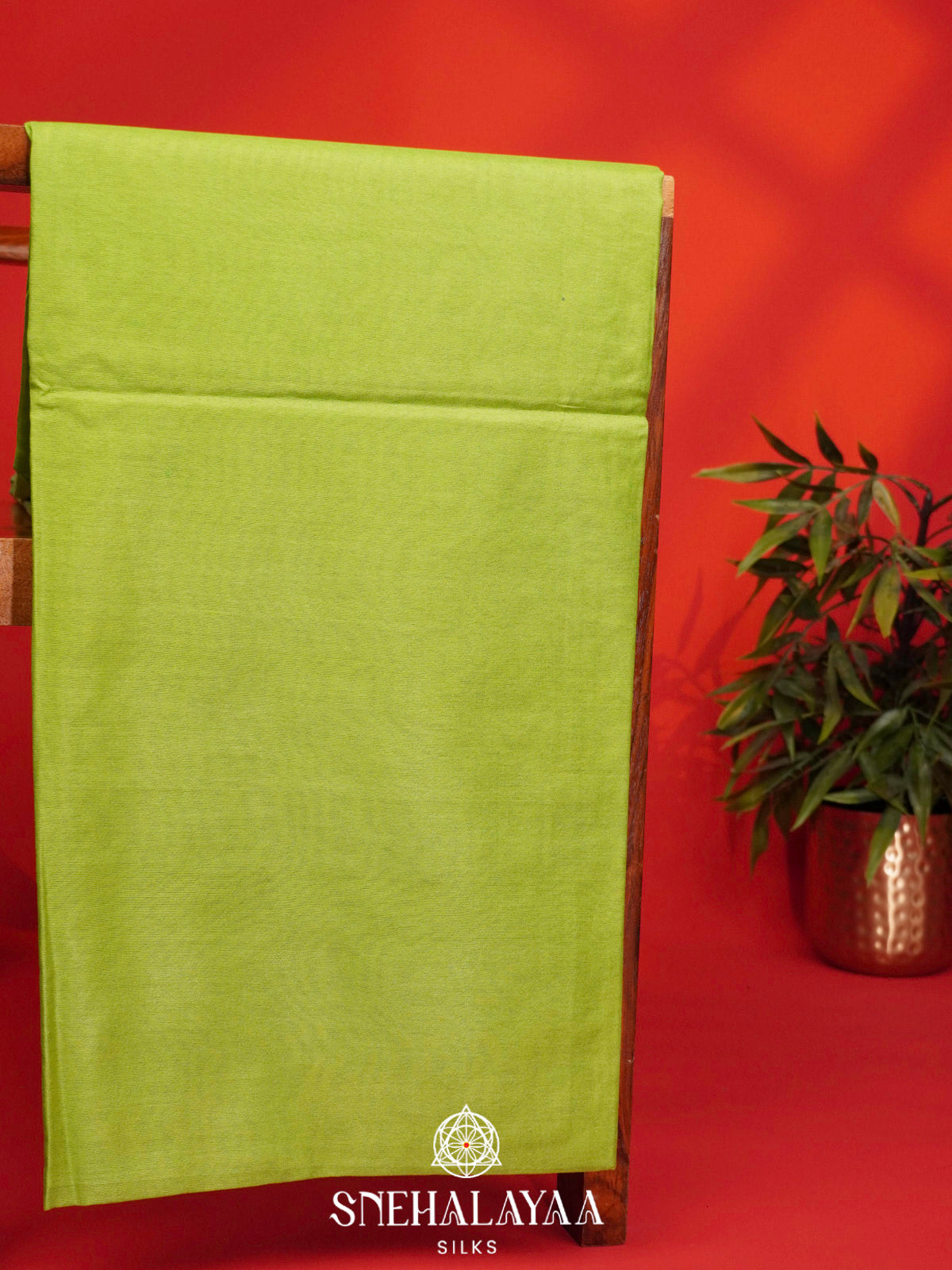 Lime Green Bamboo Silk Saree