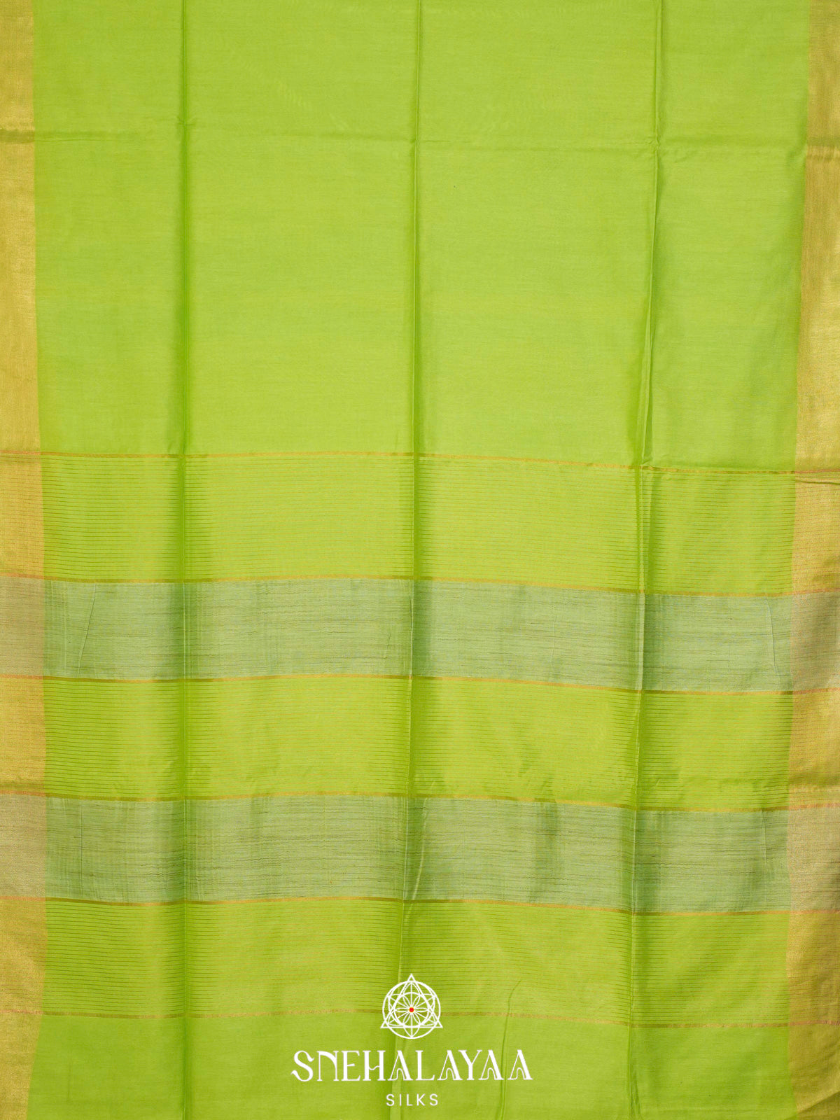 Lime Green Bamboo Silk Saree