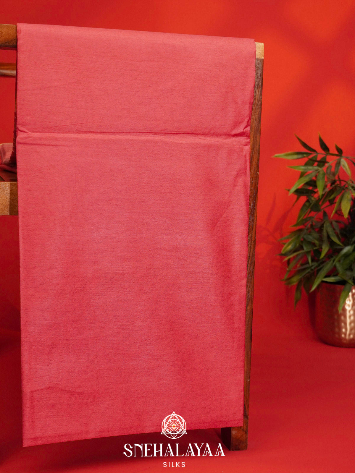 Coral Pink Bamboo Silk Saree