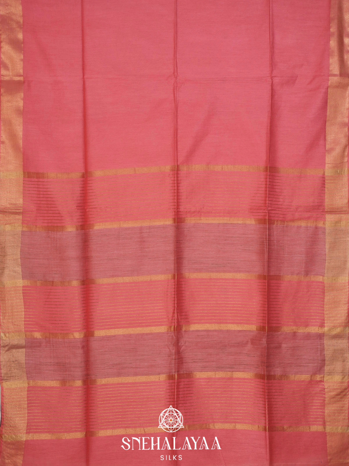 Coral Pink Bamboo Silk Saree