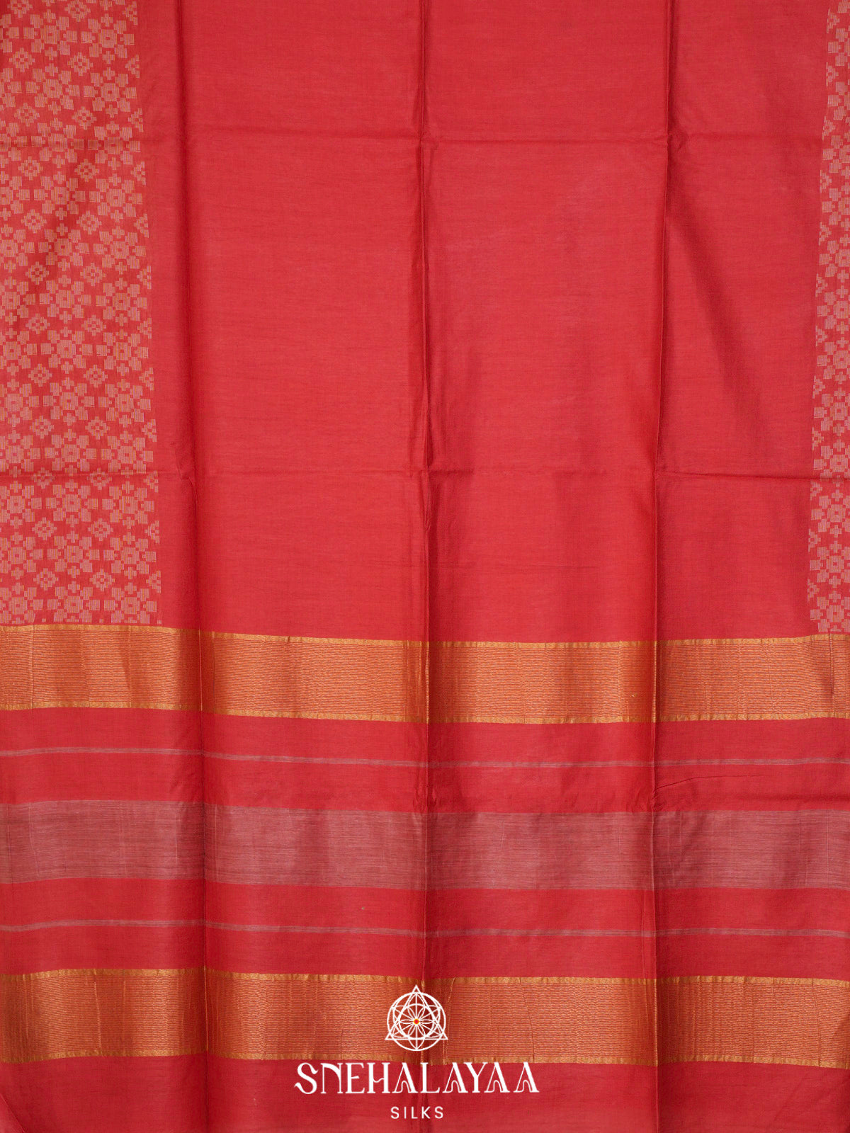 Coral Pink Bamboo Silk Saree