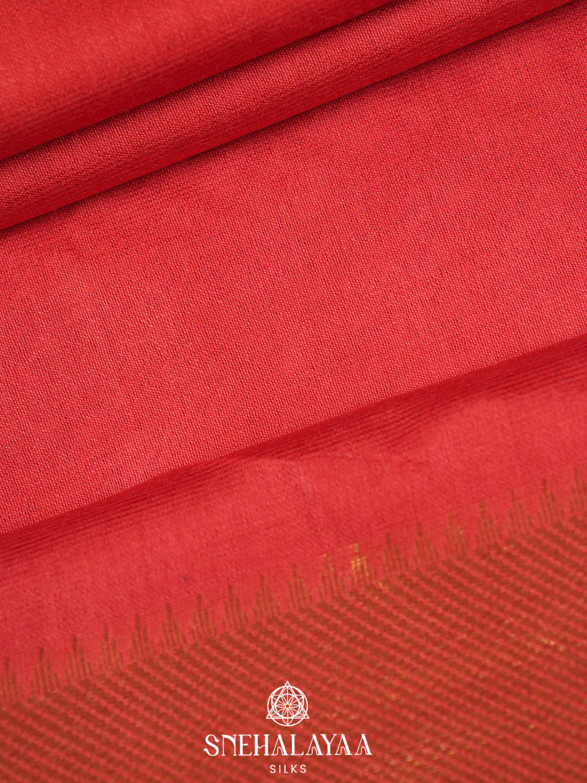 Tomato Red Bamboo Silk Saree