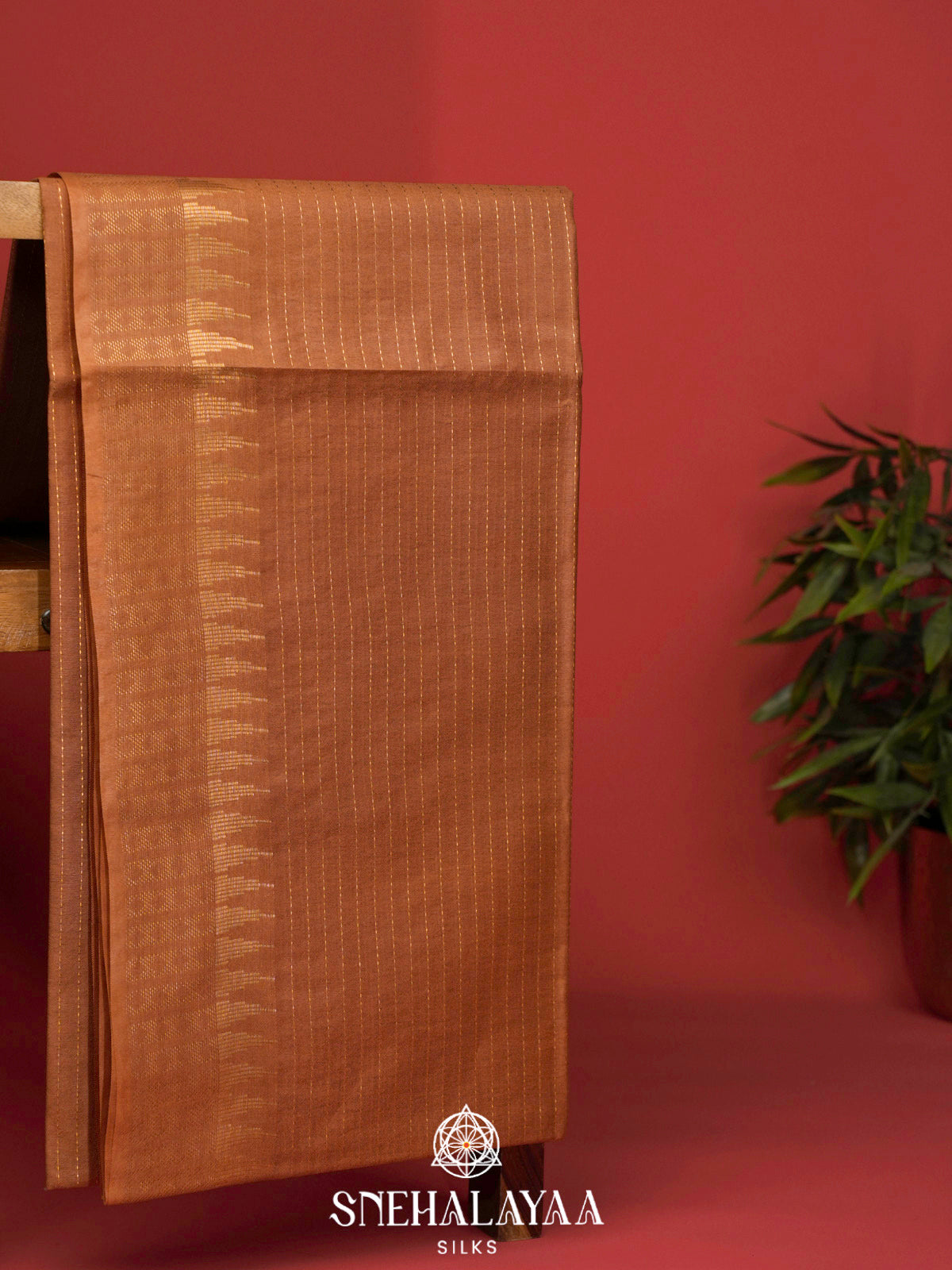 Copper Brown Bamboo Silk Saree