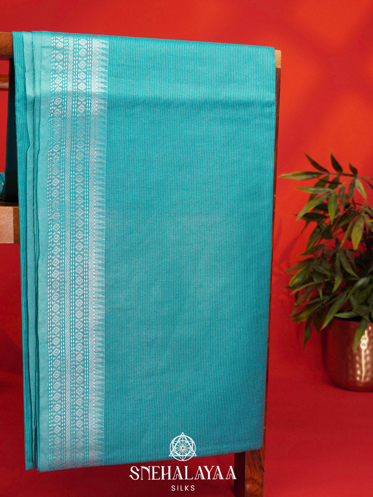 Aqua Blue Bamboo Silk Saree