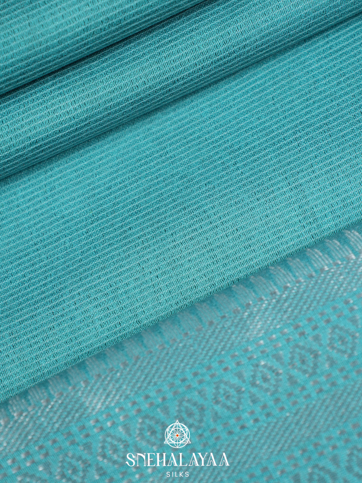 Aqua Blue Bamboo Silk Saree