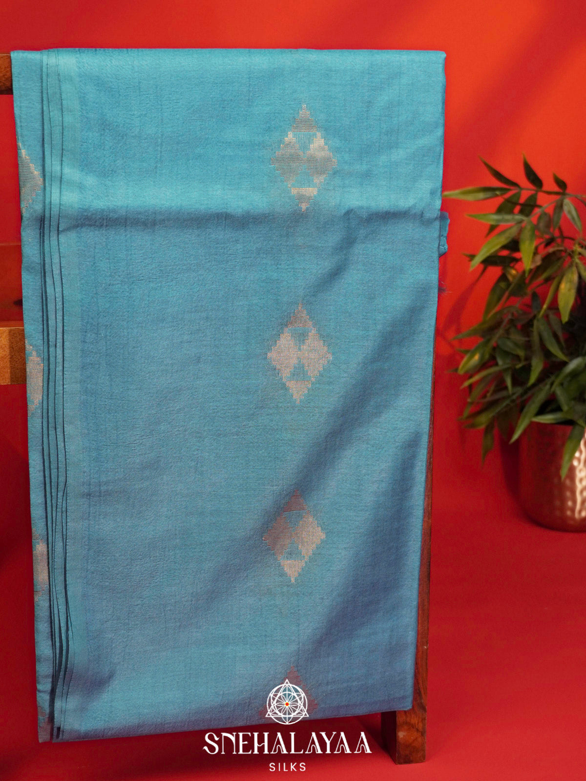 Sky Blue Bamboo Silk Saree