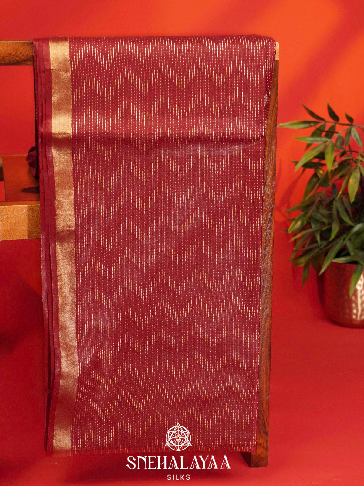 Maroon Bamboo Silk Saree