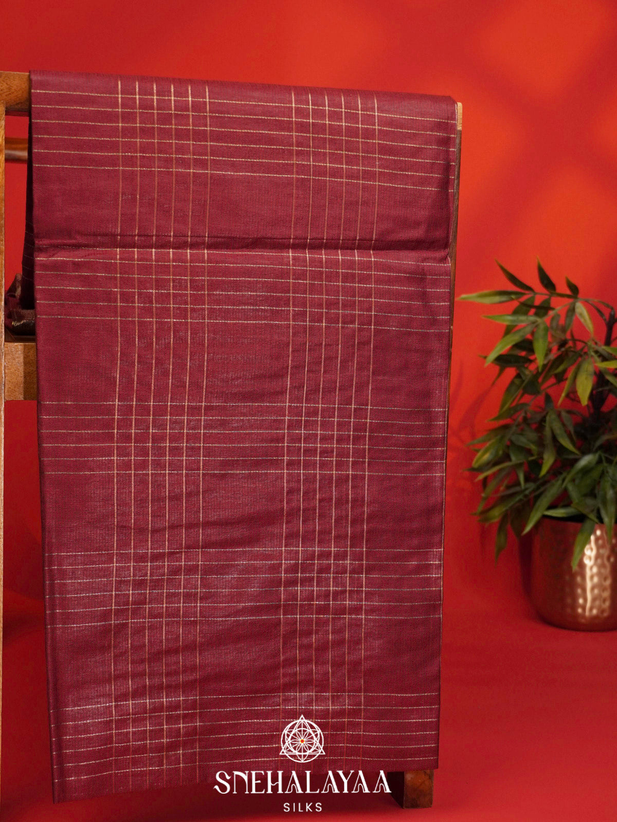 Maroon Bamboo Silk Saree