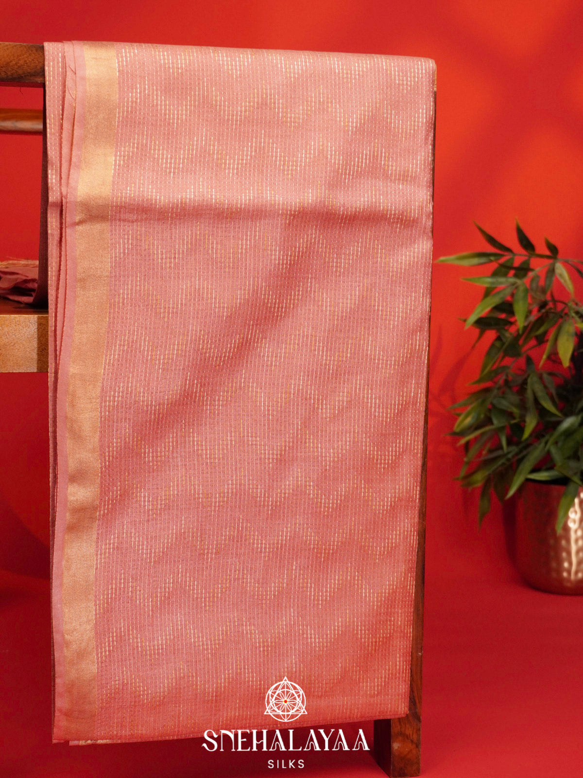 Peach Bamboo Silk Saree