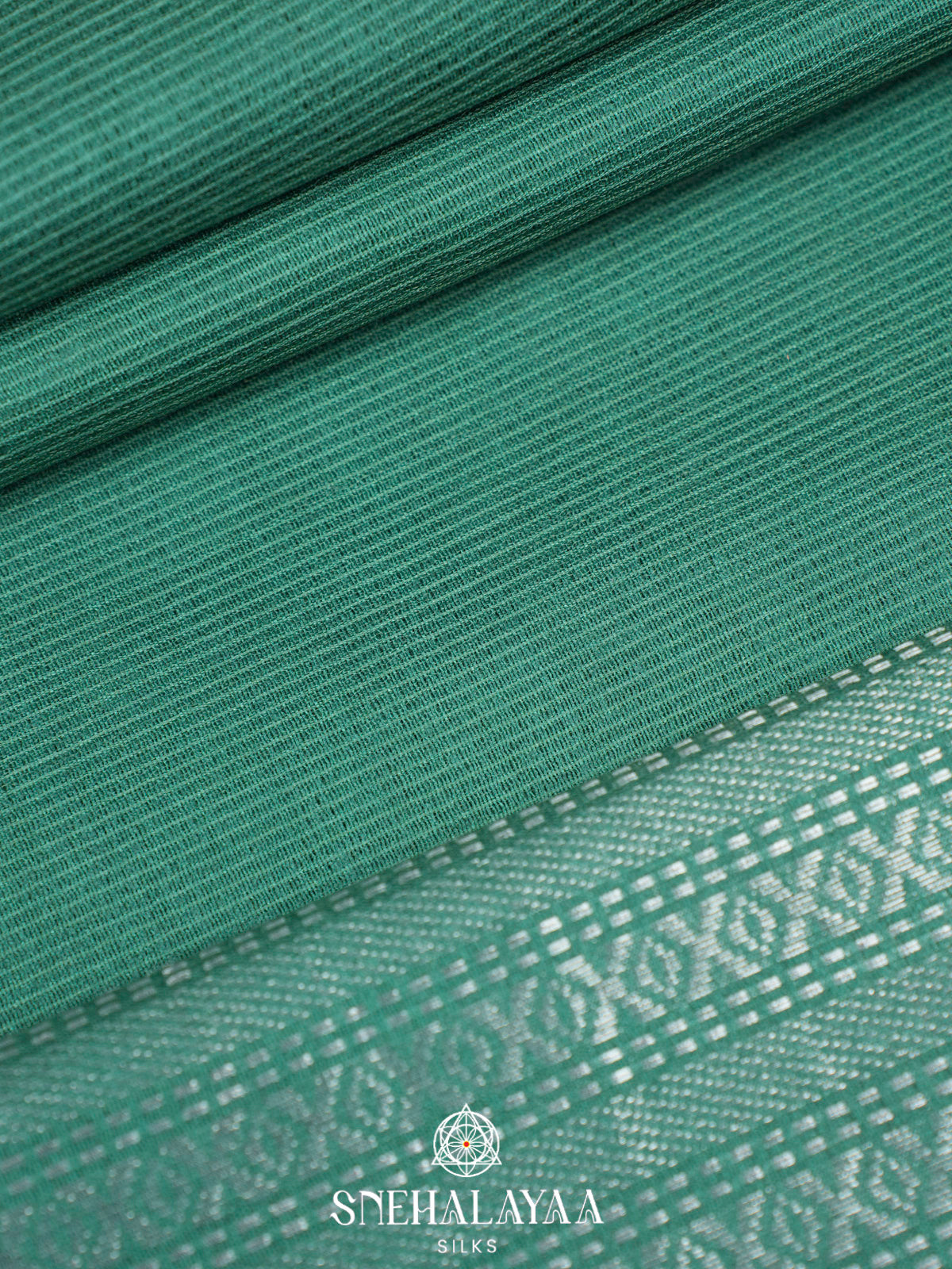 Teal Green Bamboo Silk Saree