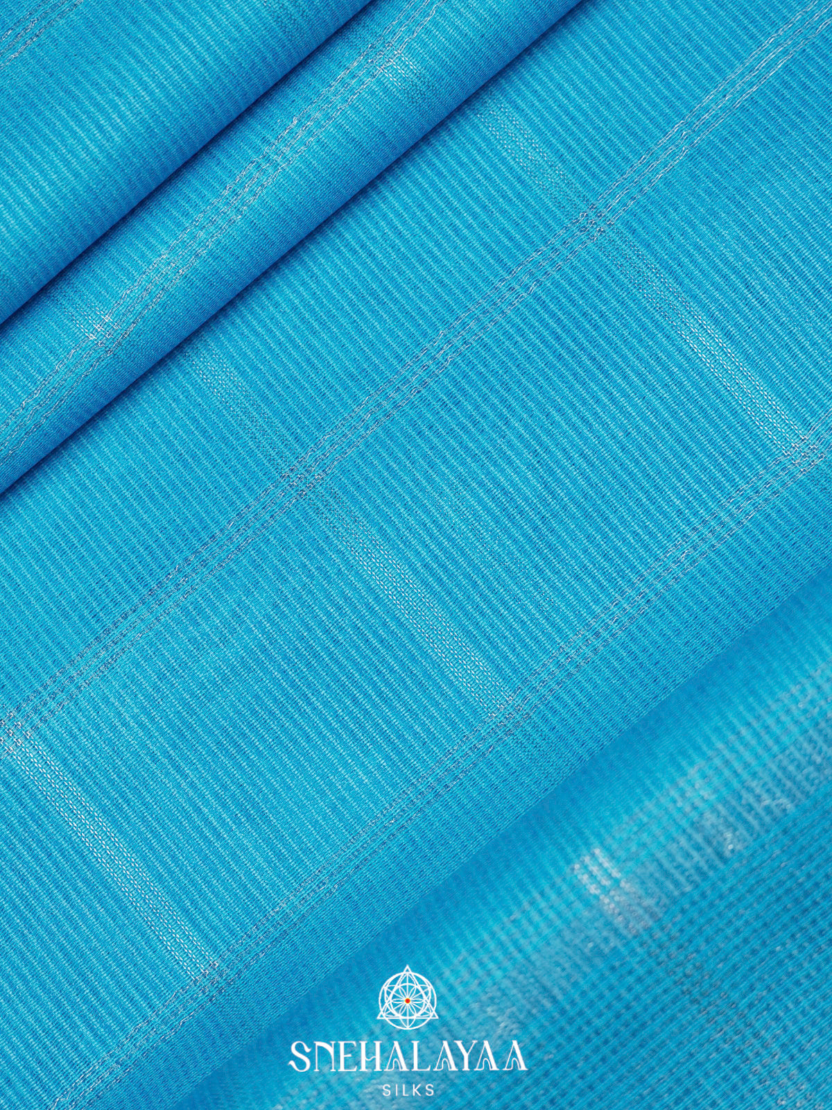 Sky Blue Bamboo Silk Saree