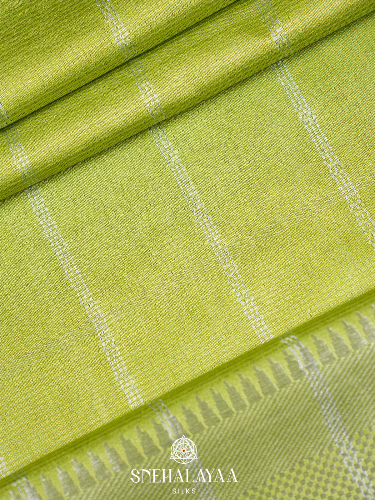 Lime Green Bamboo Silk Saree