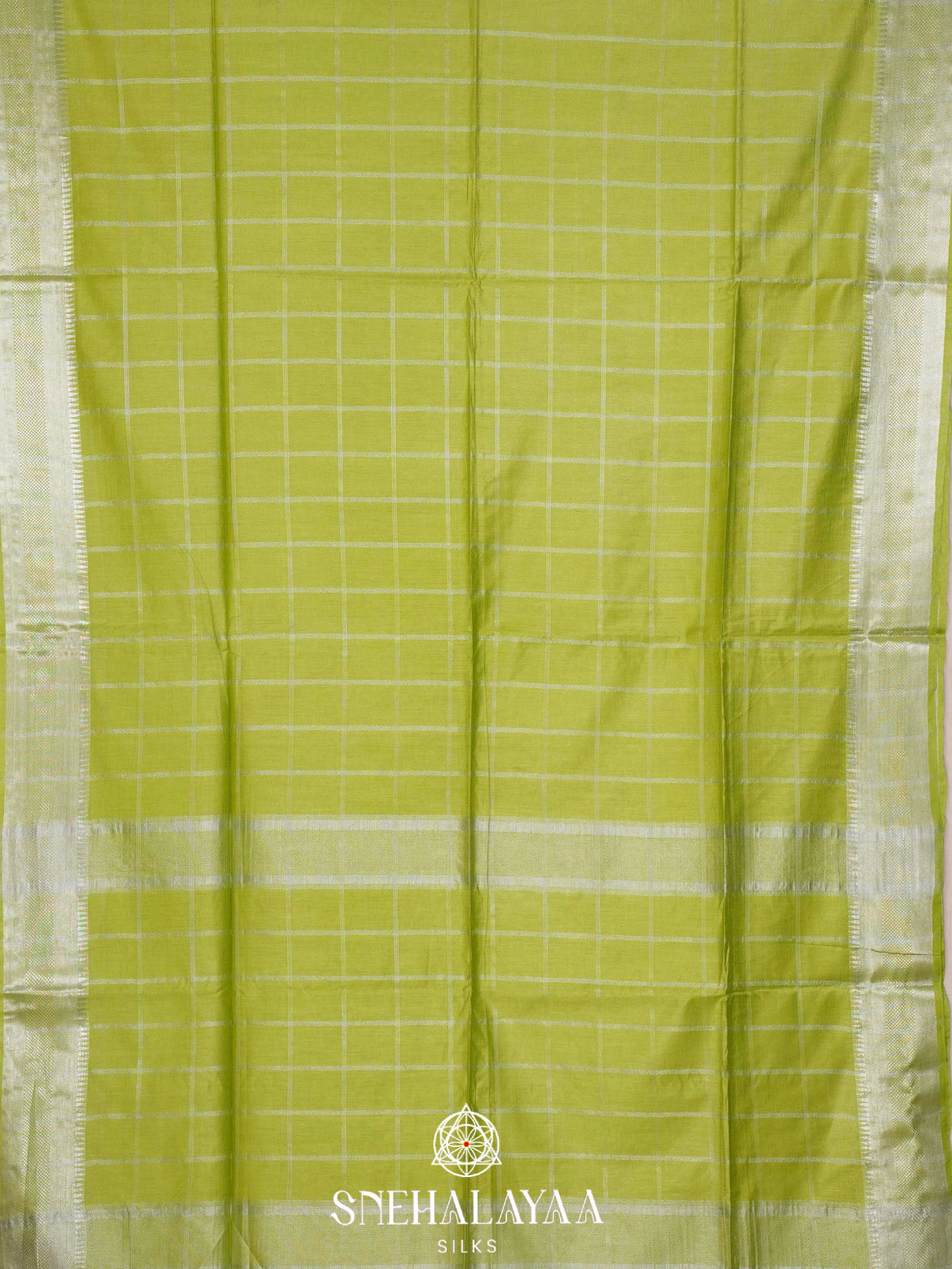 Lime Green Bamboo Silk Saree