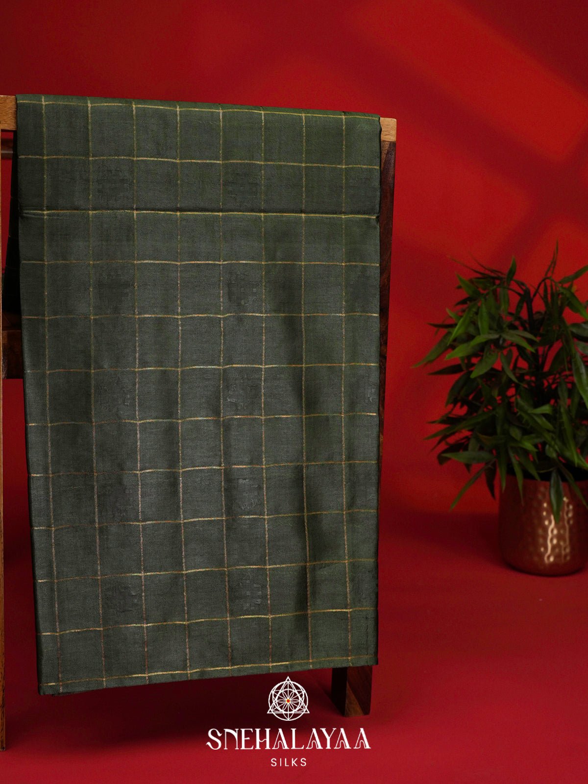 Bottle Green Tussar Silk Saree