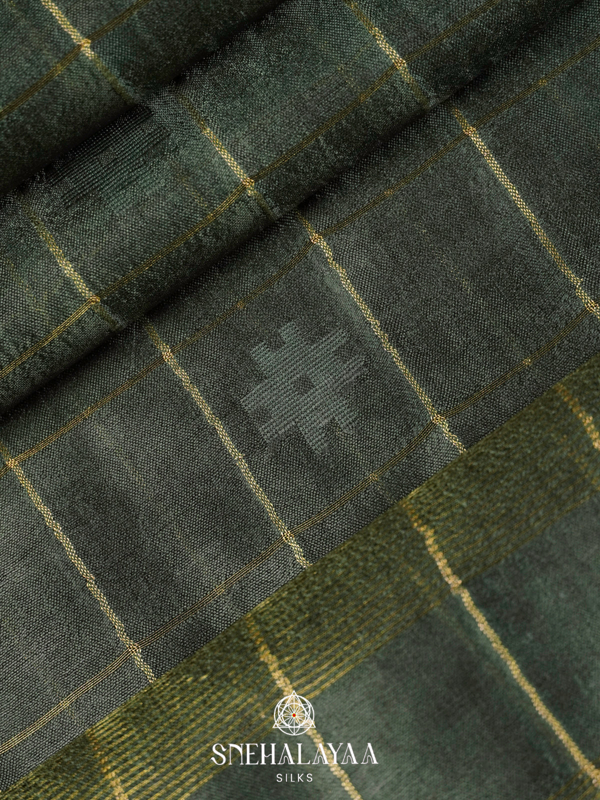 Bottle Green Tussar Silk Saree