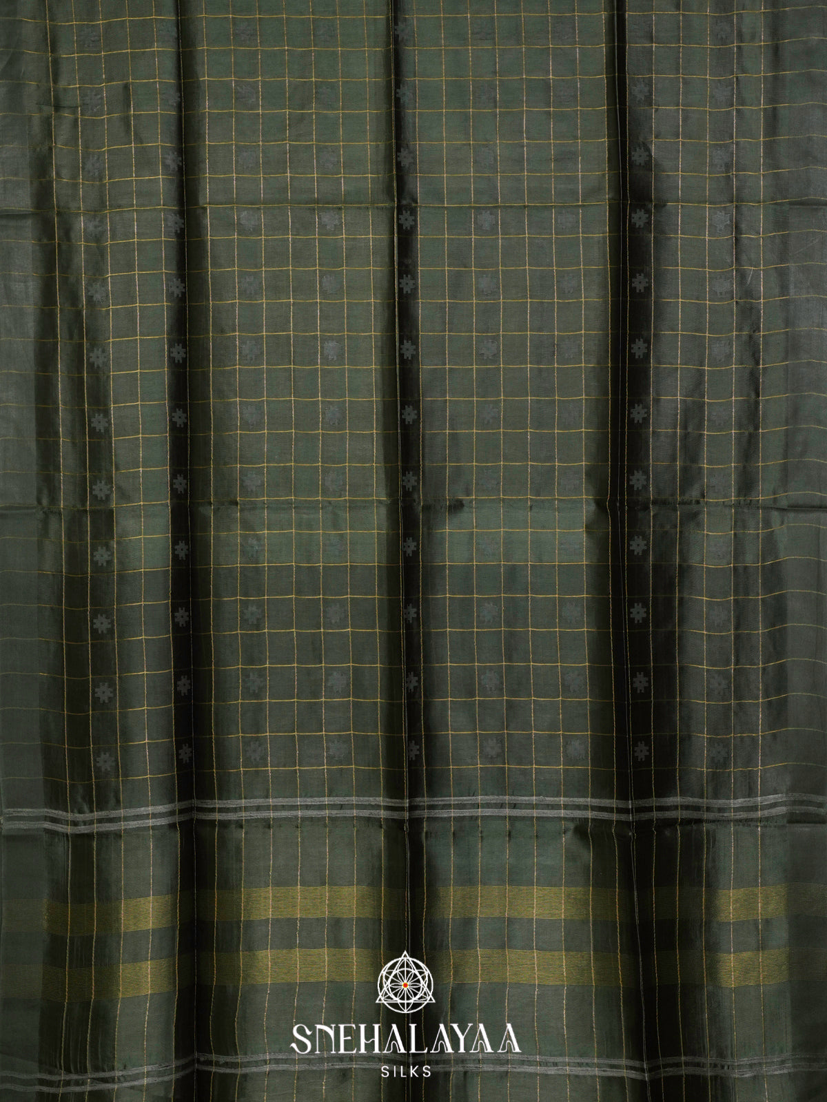 Bottle Green Tussar Silk Saree