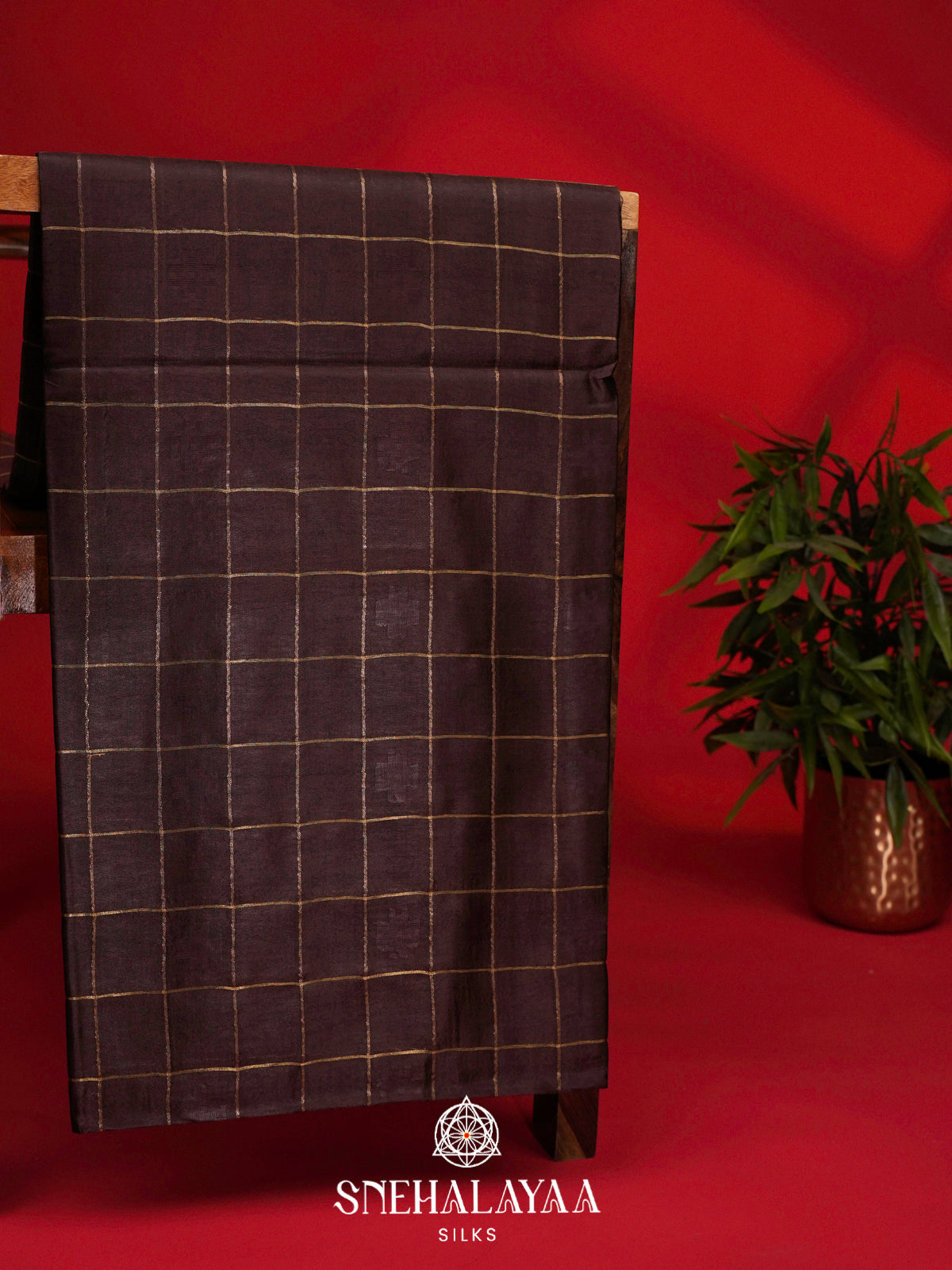 Burgundy Tussar Silk Saree