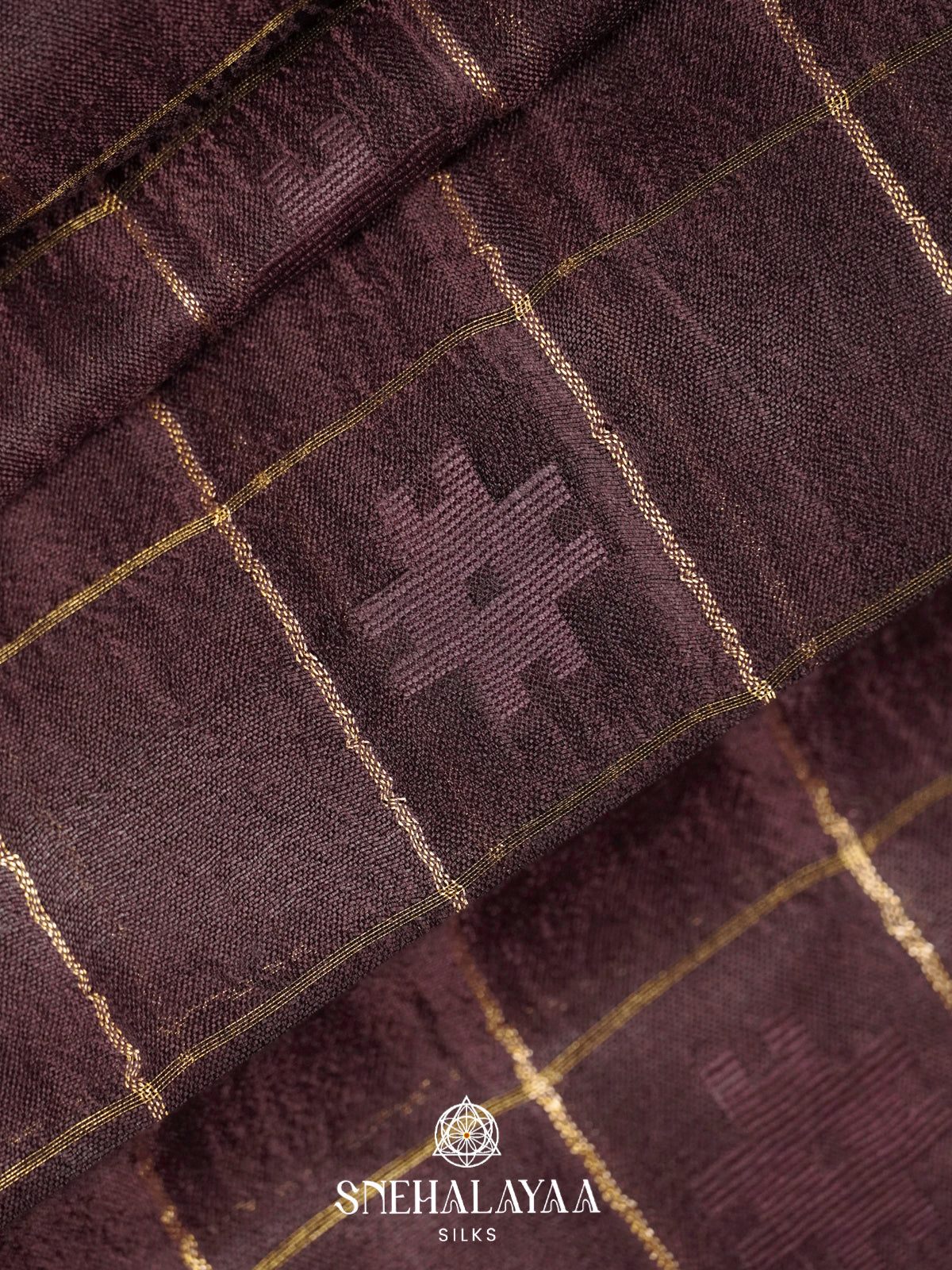 Burgundy Tussar Silk Saree