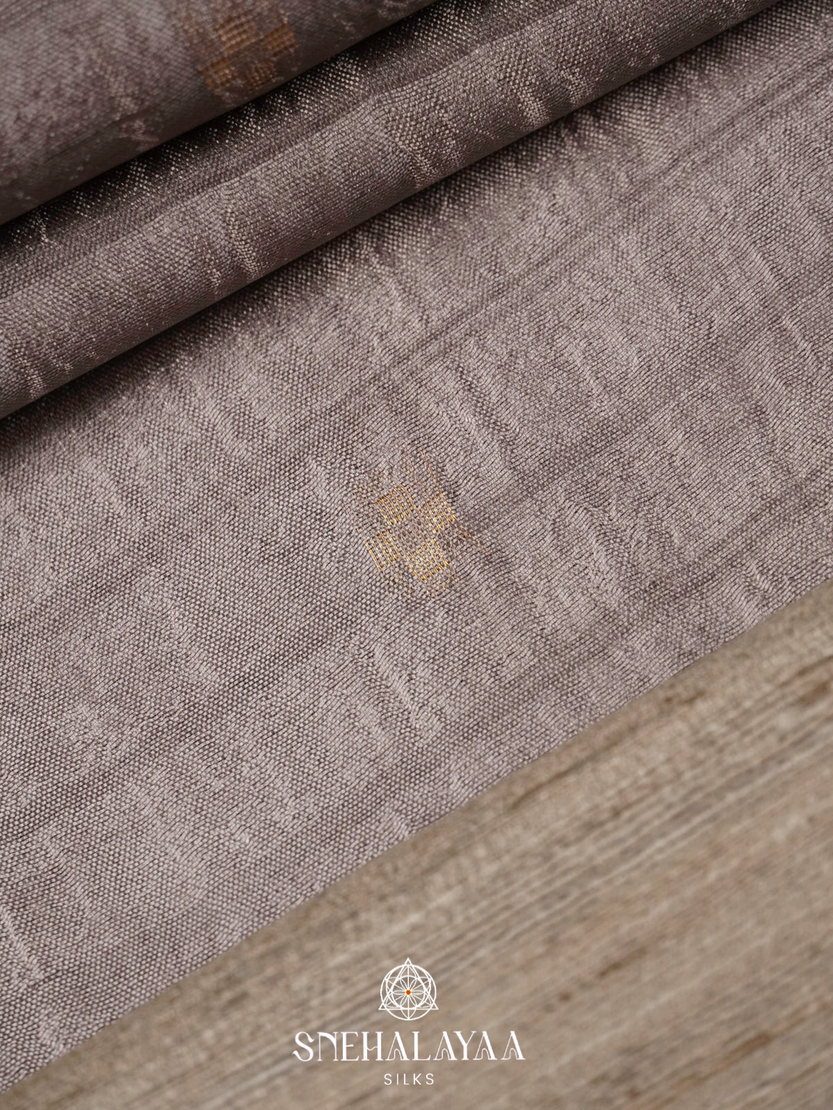 Taupe Tussar Silk Saree
