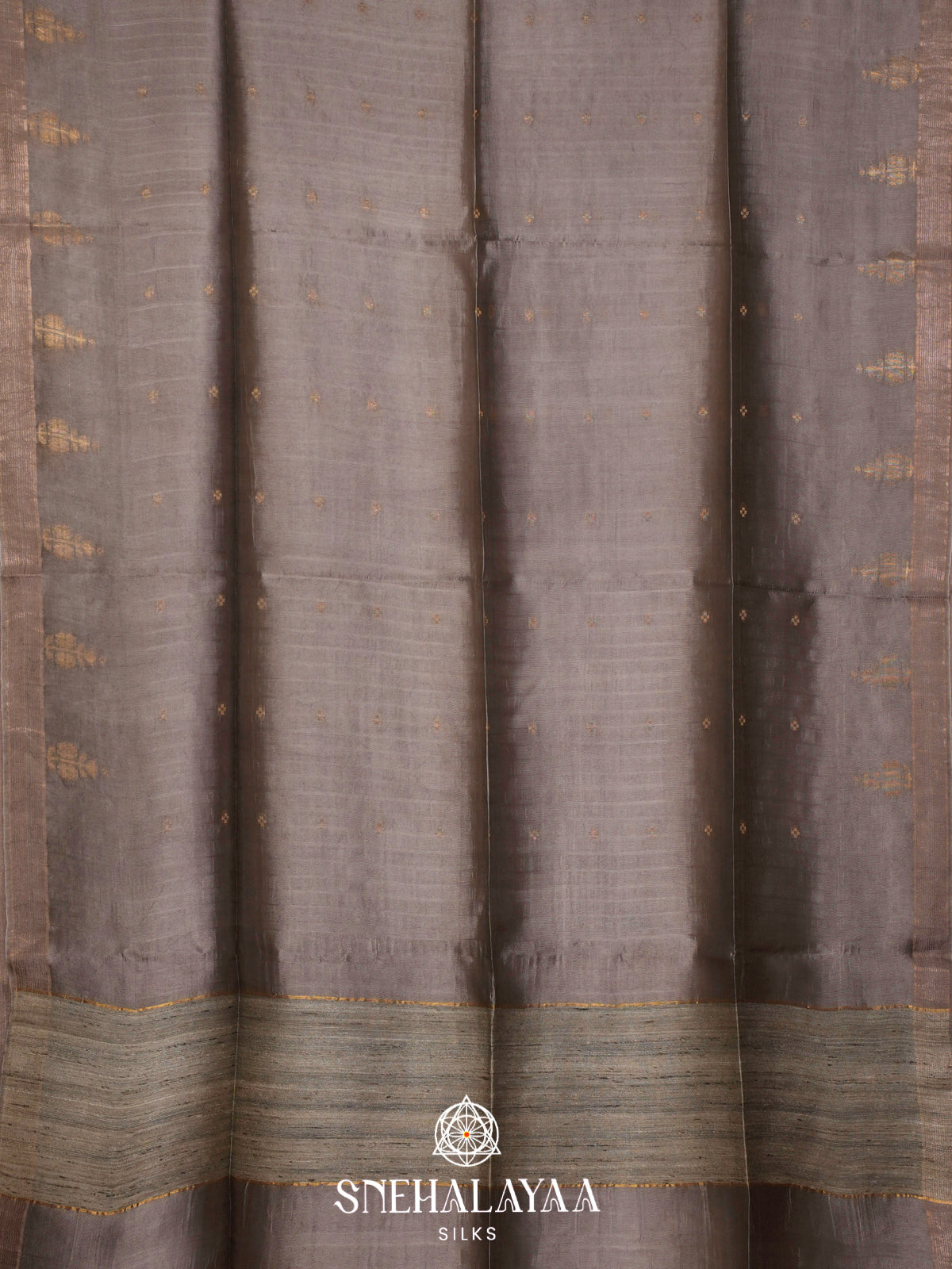 Taupe Tussar Silk Saree