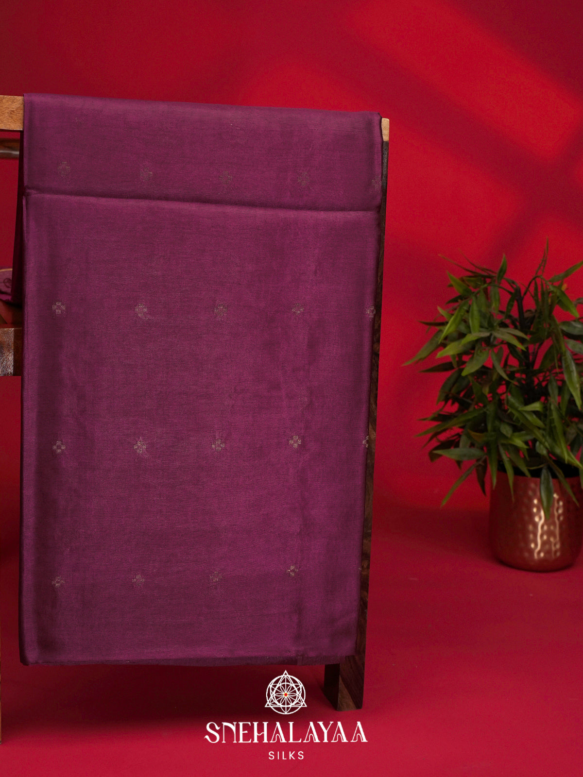Plum Tussar Silk Saree