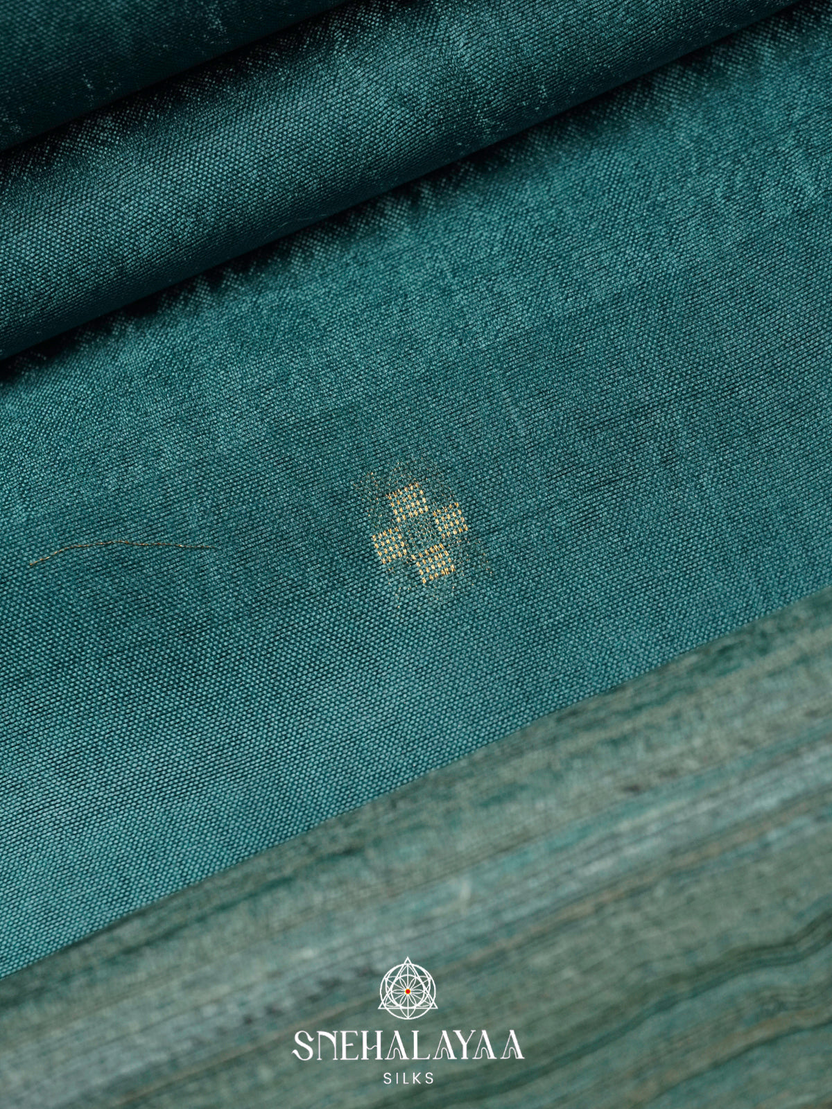 Teal Blue Tussar Silk Saree