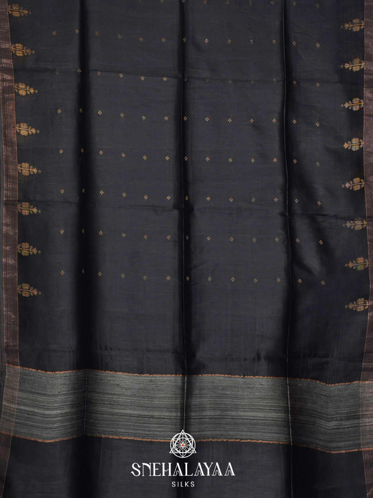 Black Tussar Silk Saree
