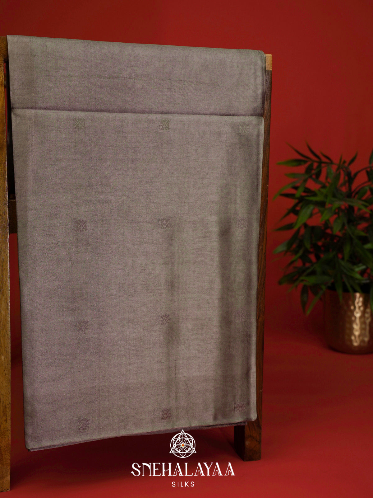 Taupe Tussar Silk Saree