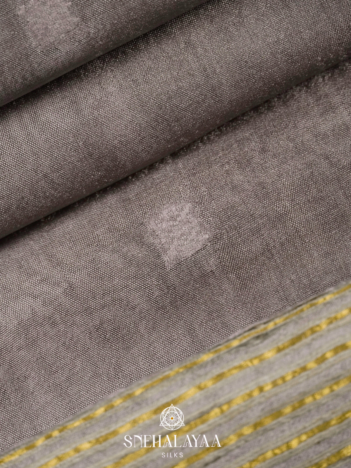 Taupe Tussar Silk Saree