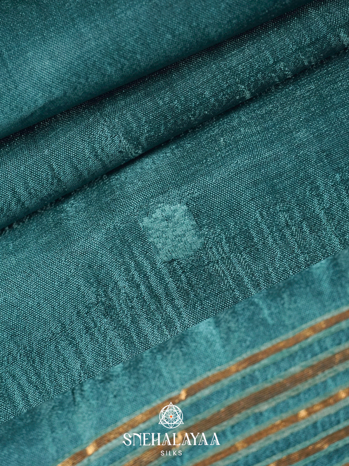 Teal Blue Tussar Silk Saree