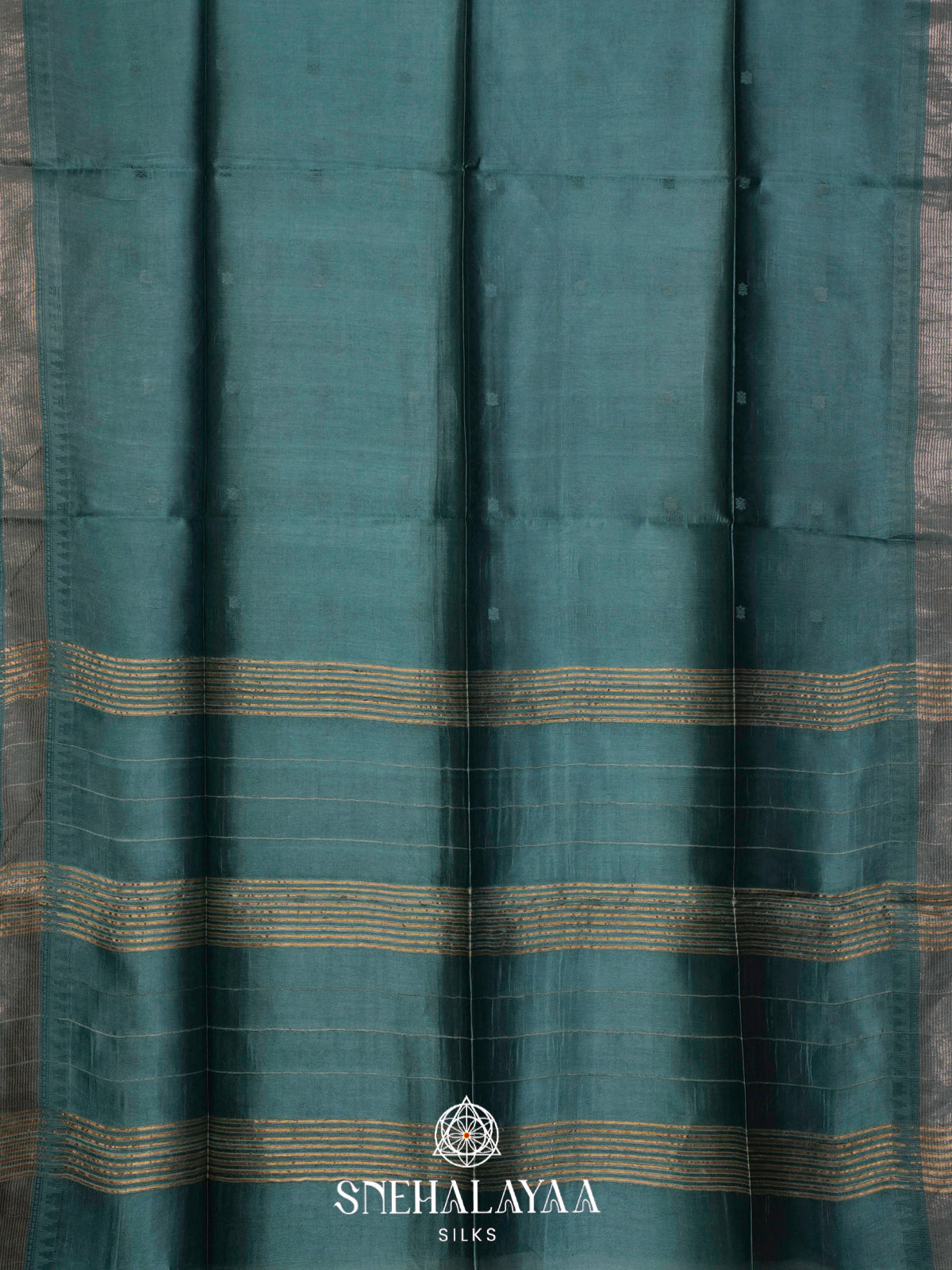 Teal Blue Tussar Silk Saree