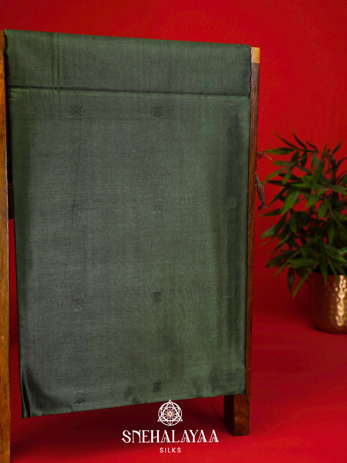 Olive Green Tussar Silk Saree