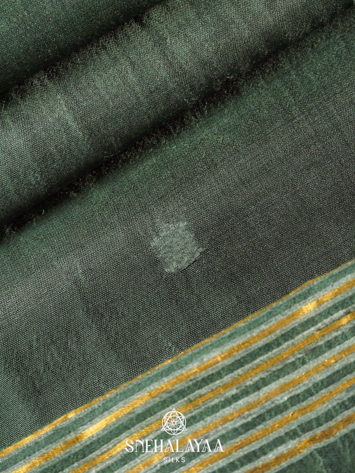 Olive Green Tussar Silk Saree