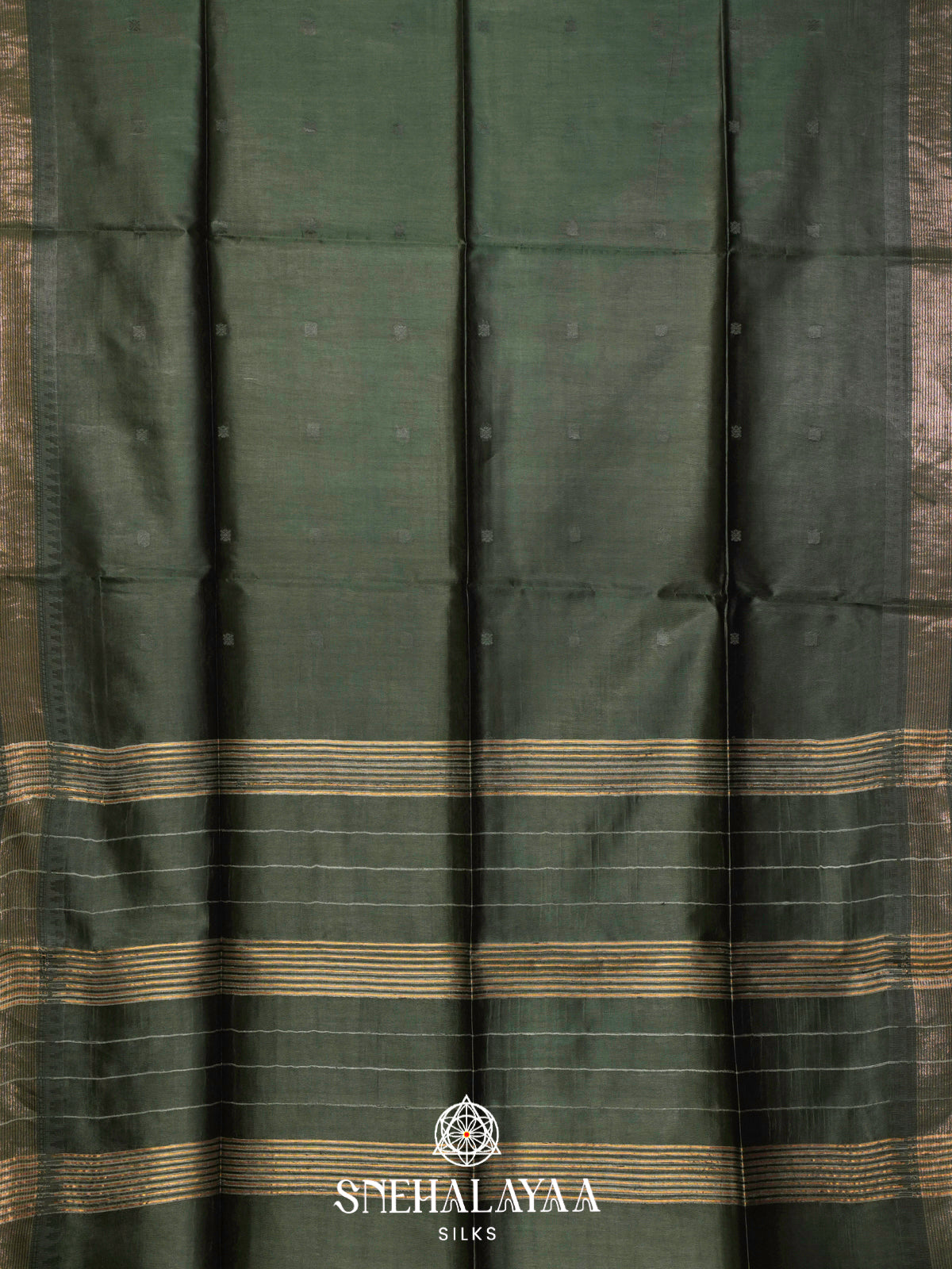 Olive Green Tussar Silk Saree