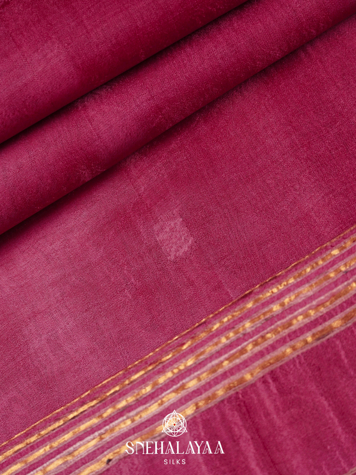 Raspberry Pink Tussar Silk Saree