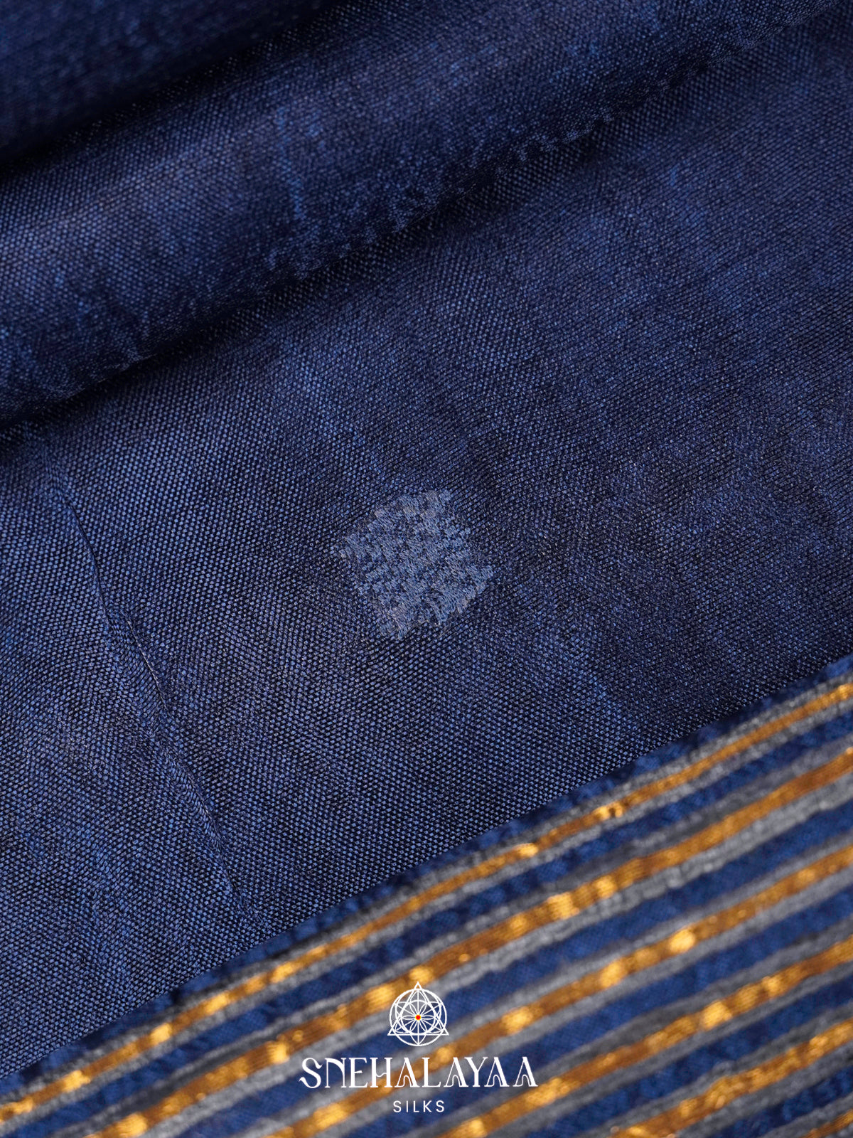 Navy Blue Tussar Silk Saree
