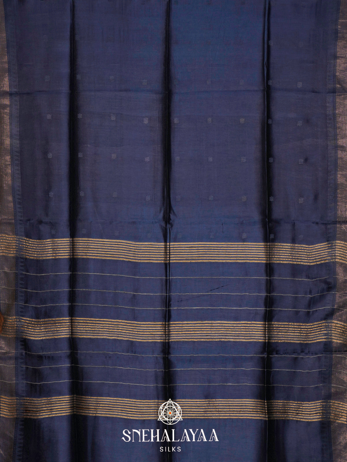 Navy Blue Tussar Silk Saree