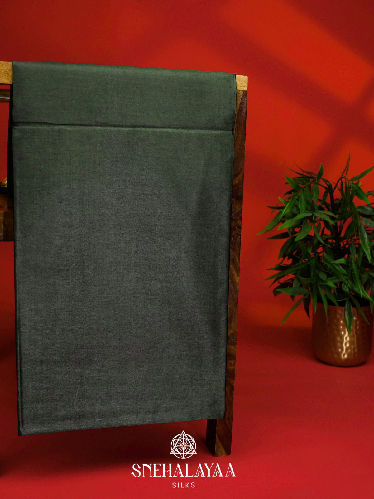 Bottle Green Tussar Silk Saree