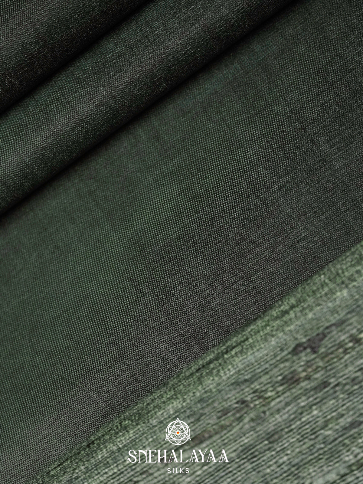 Bottle Green Tussar Silk Saree