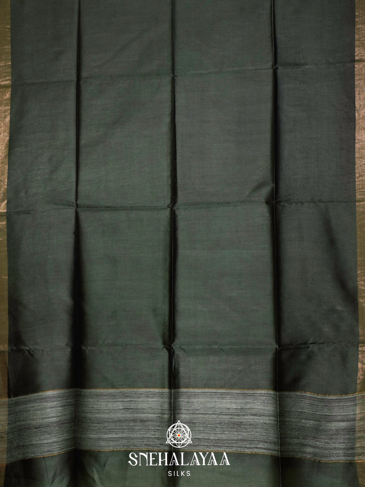 Bottle Green Tussar Silk Saree