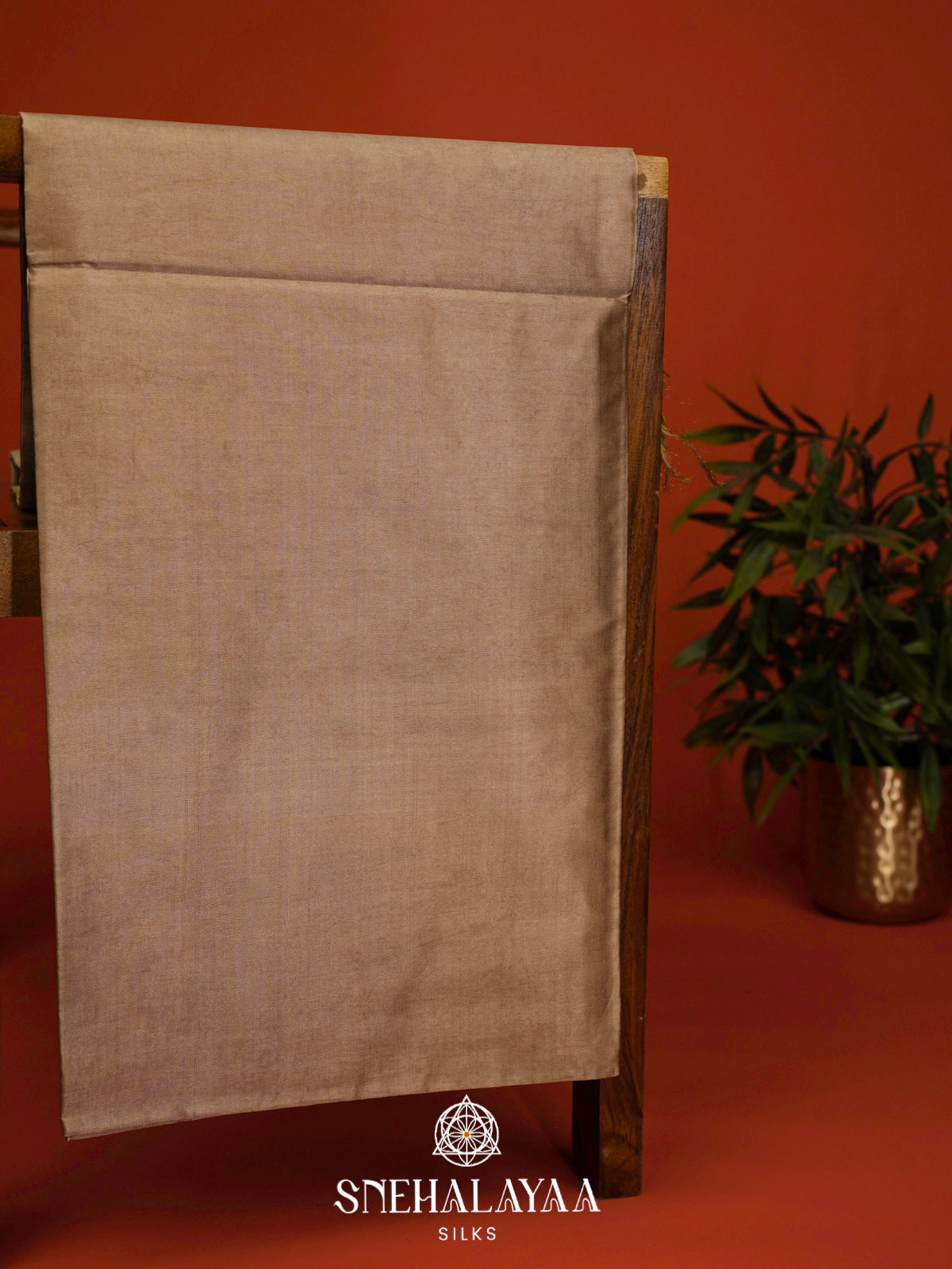 Beige Tussar Silk Saree
