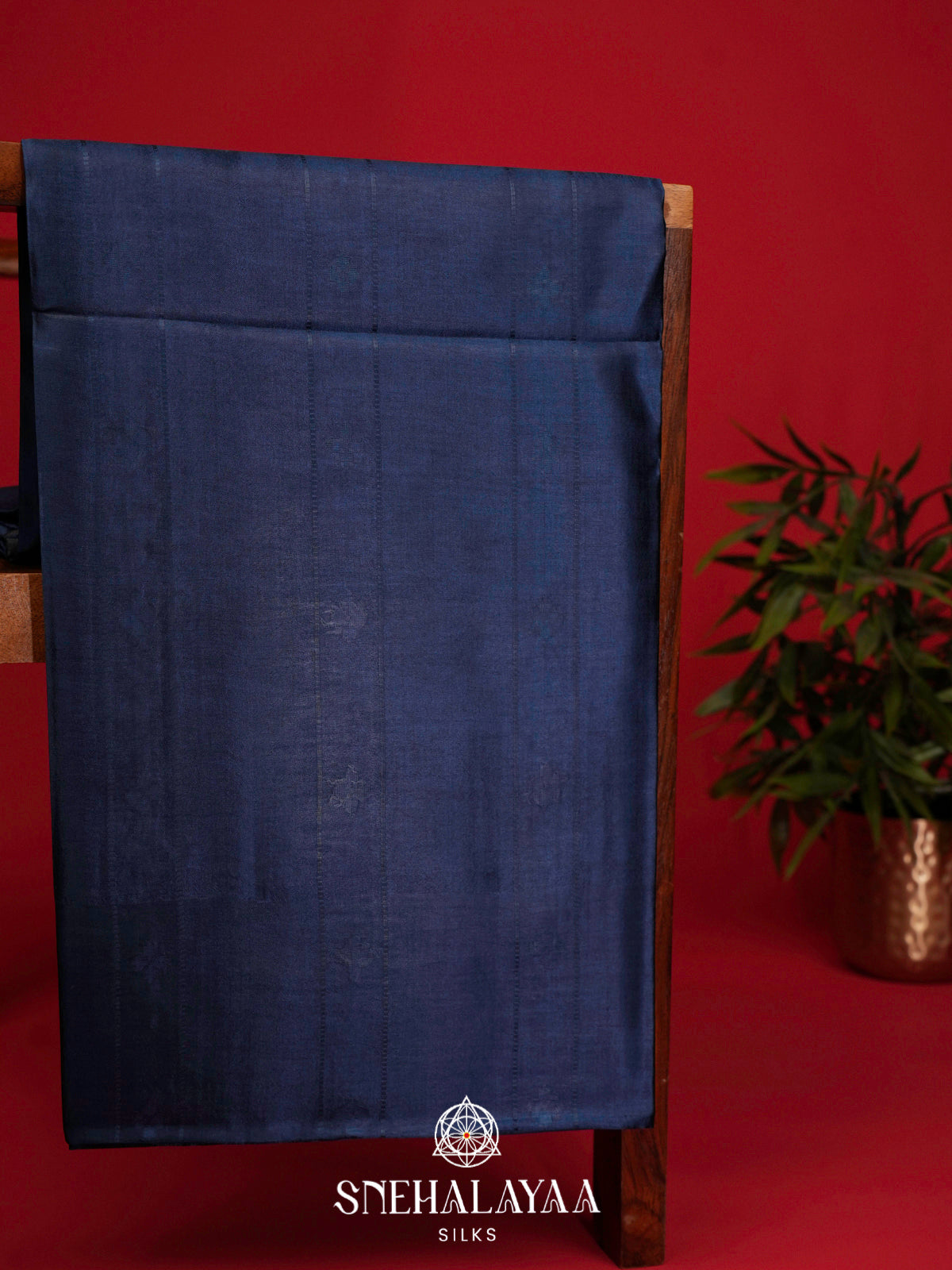 Navy Blue Tussar Silk Saree