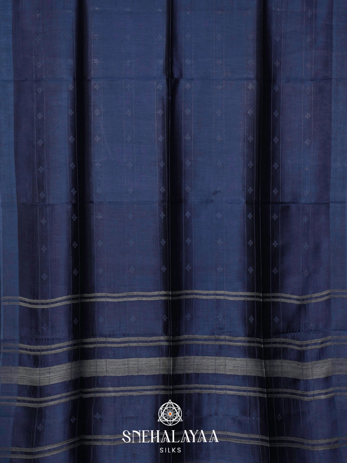 Navy Blue Tussar Silk Saree