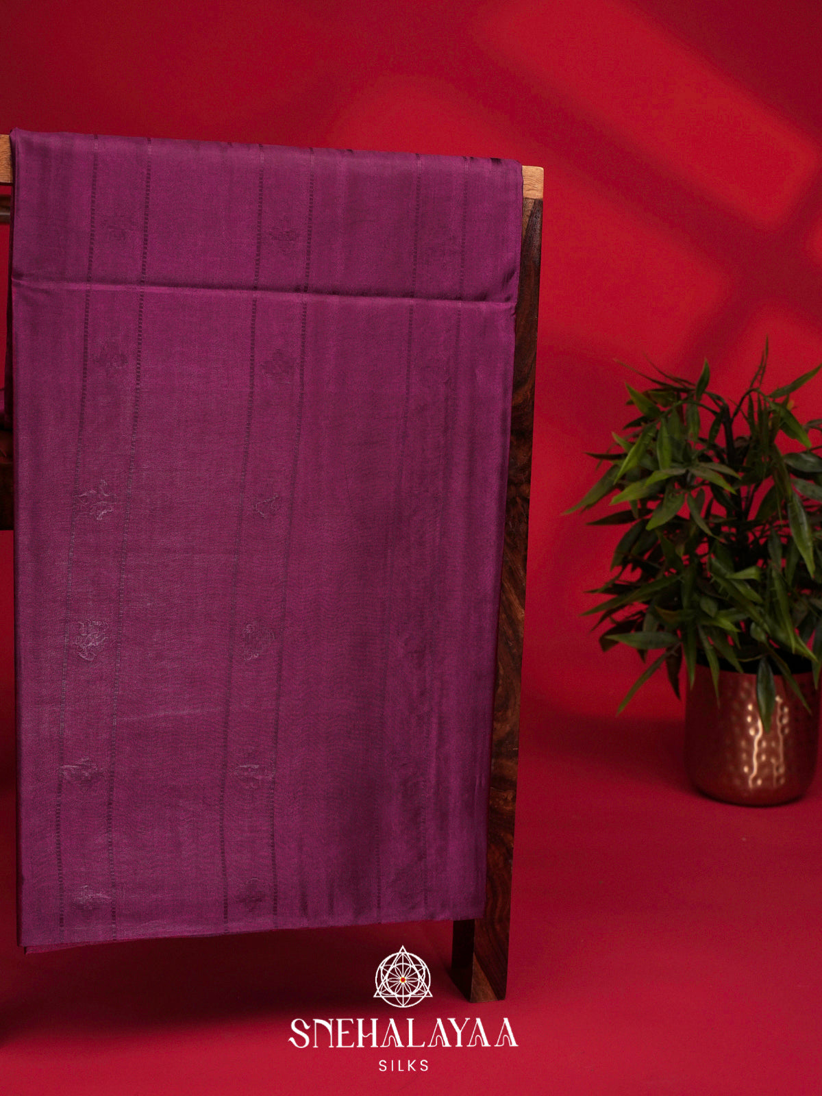 Wine Tussar Silk Saree