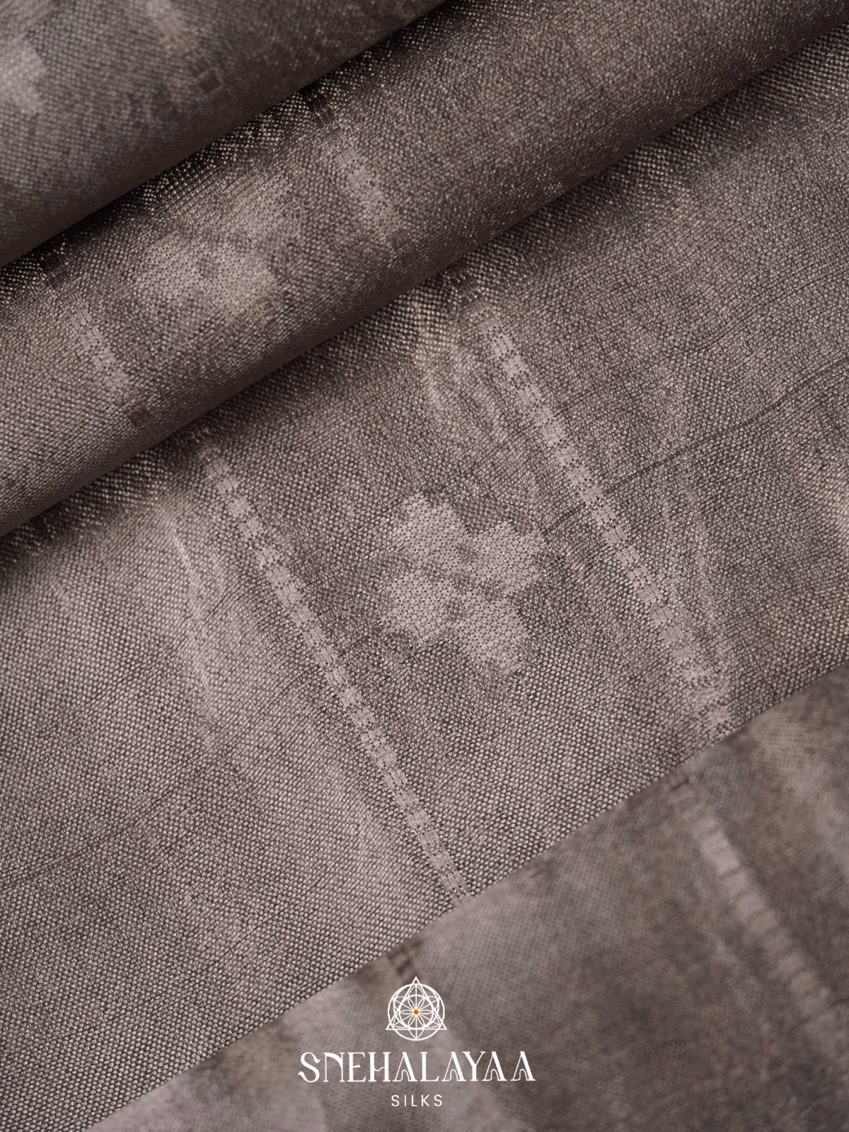 Grey Tussar Silk Saree